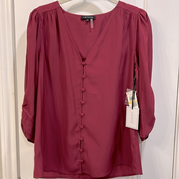 🆕 NWT 1.STATE Button Front Blouse Size M - Picture 3 of 3